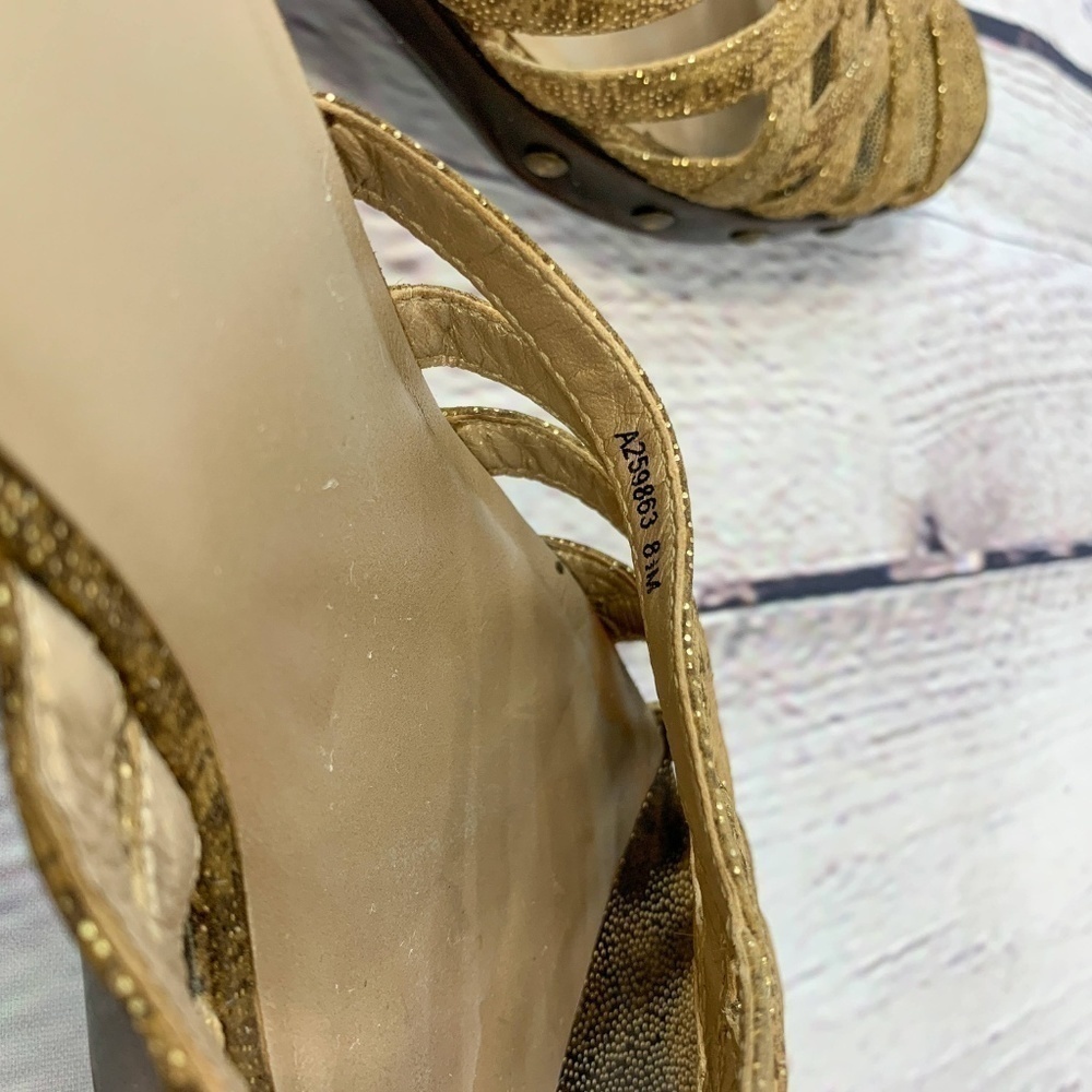 Stuart Weitzman Beige w/ Gold Leopard Sandals - Picture 6 of 7